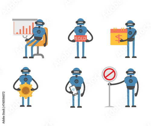 smart robot characters set vector illustration