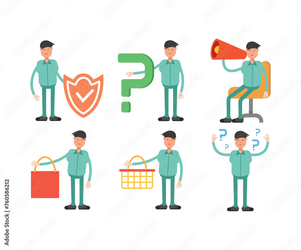 male characters in different poses vector set male characters in different poses vector set