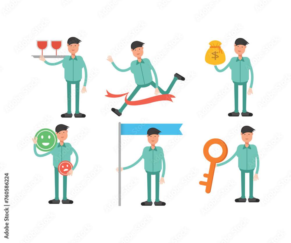 male characters in different poses vector set male characters in different poses vector set