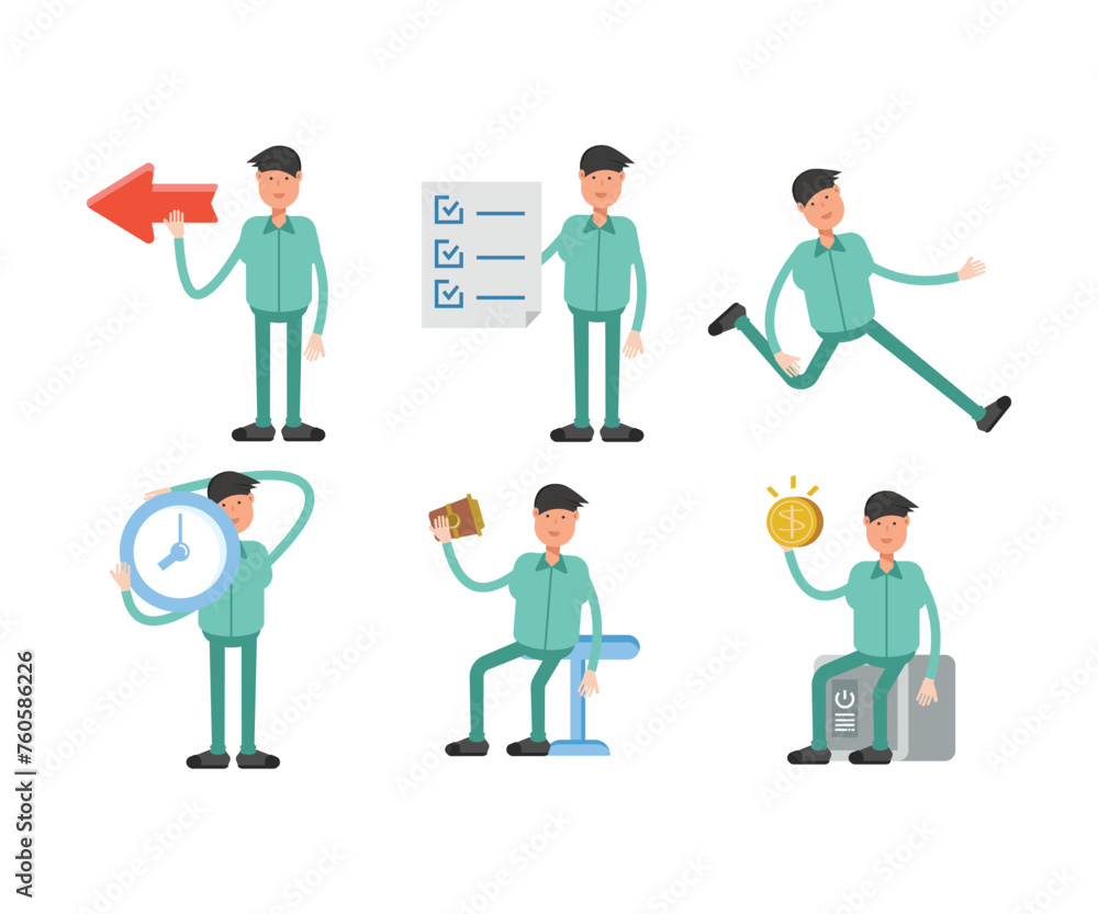male characters in different poses vector set male characters in different poses vector set