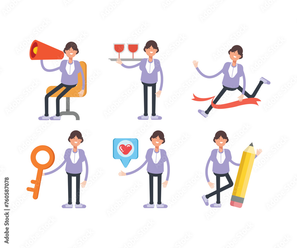 woman characters in different poses vector set woman characters in different poses vector set