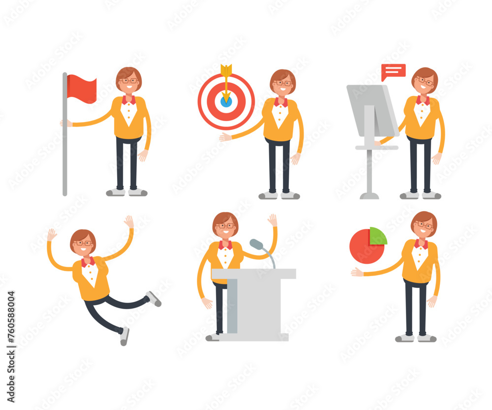 geek woman characters set in various poses vector illustration geek woman characters set in various poses vector illustration