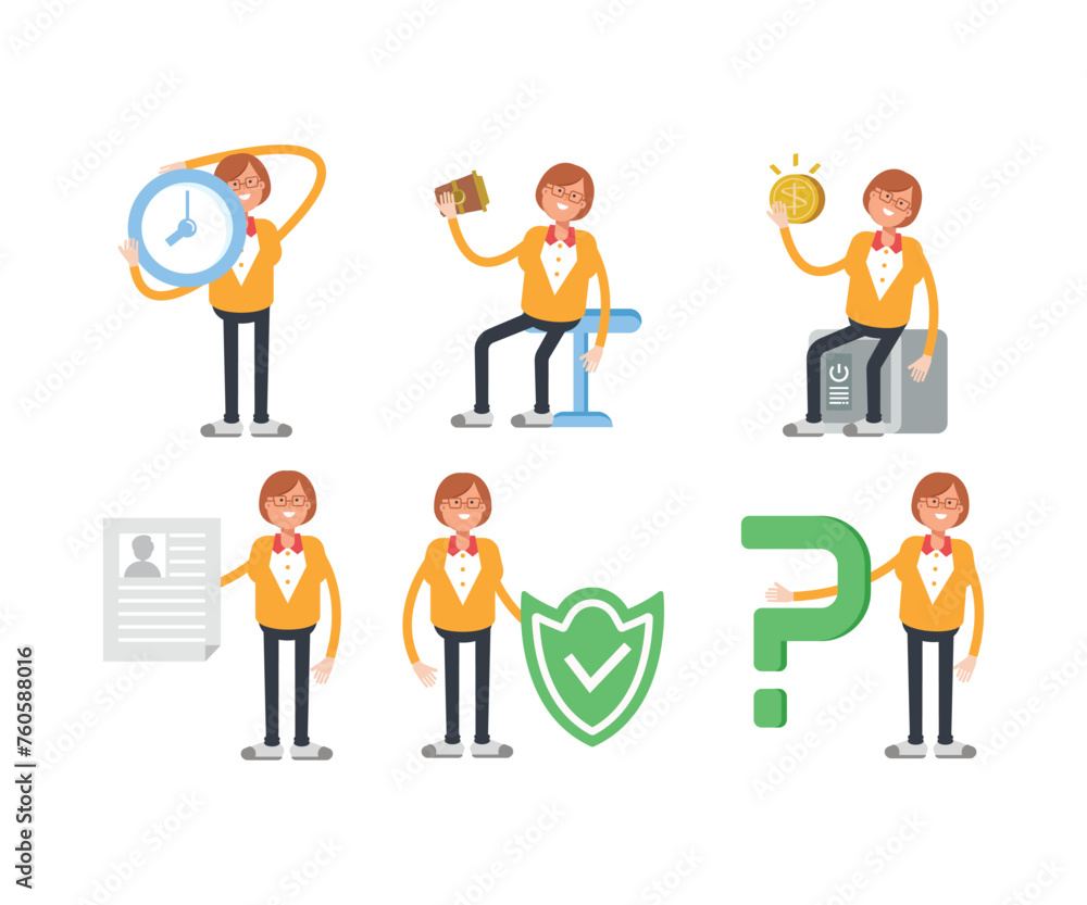 geek woman characters set in various poses vector illustration geek woman characters set in various poses vector illustration