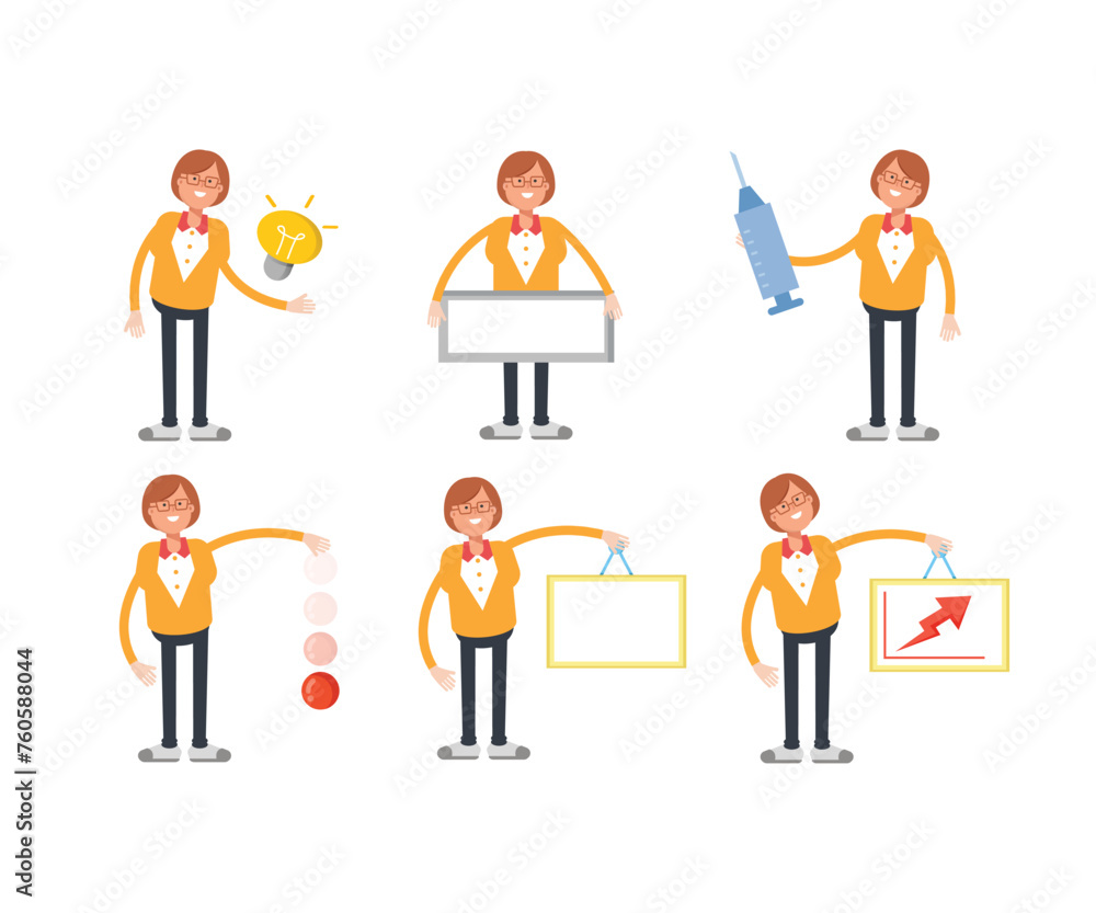 geek woman characters set in various poses vector illustration geek woman characters set in various poses vector illustration