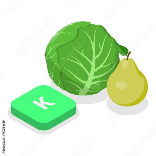 3D Isometric Flat Vector Illustration of Vitamins And Minerals, Healthy Food Supplements. Item 2