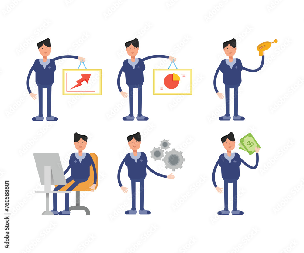 male doctor characters in different poses set vector illustration male doctor characters in different poses set vector illustration