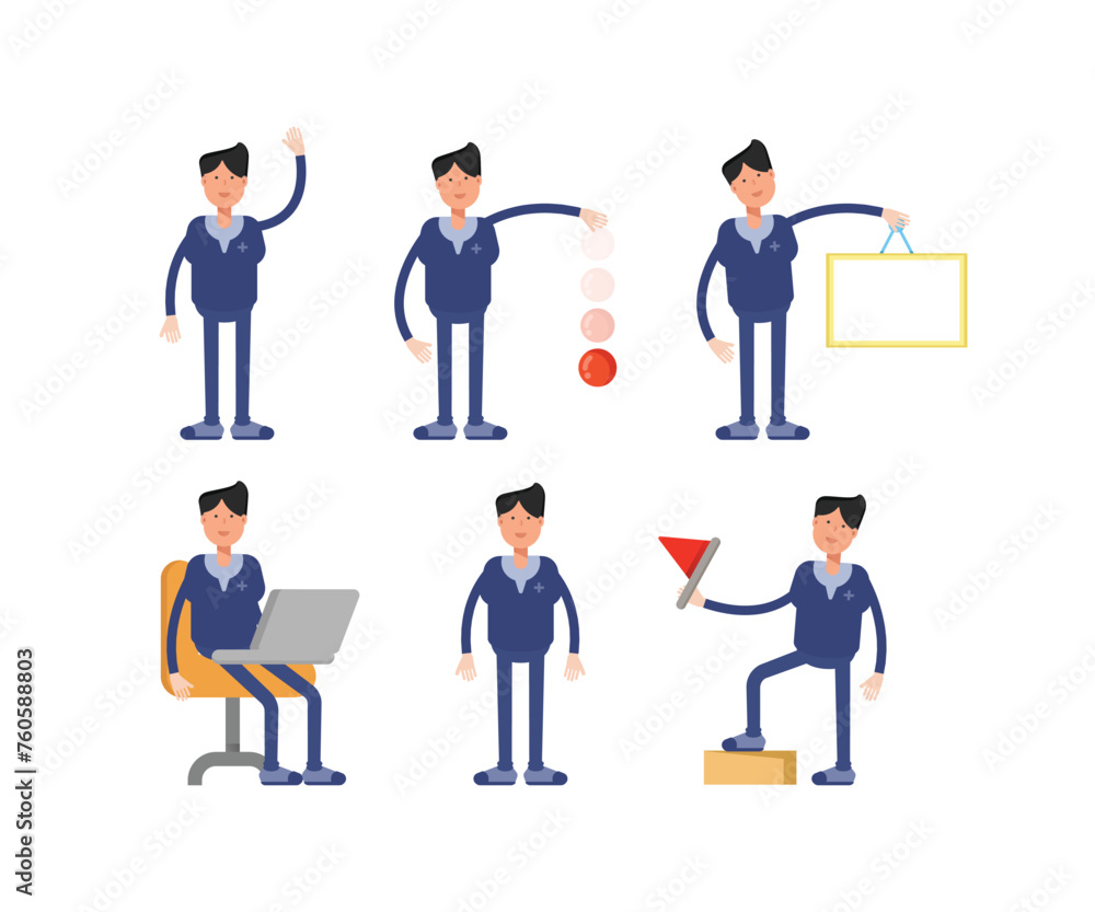 male doctor characters in different poses set vector illustration male doctor characters in different poses set vector illustration
