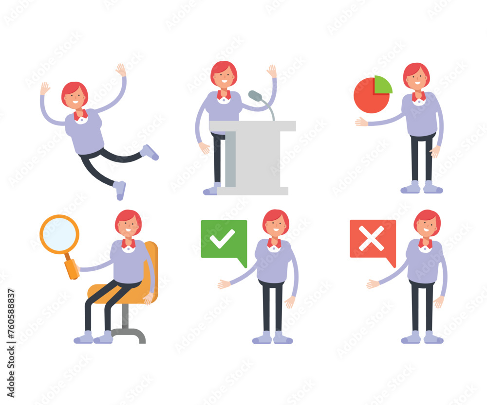 woman characters set in various poses vector illustration woman characters set in various poses vector illustration