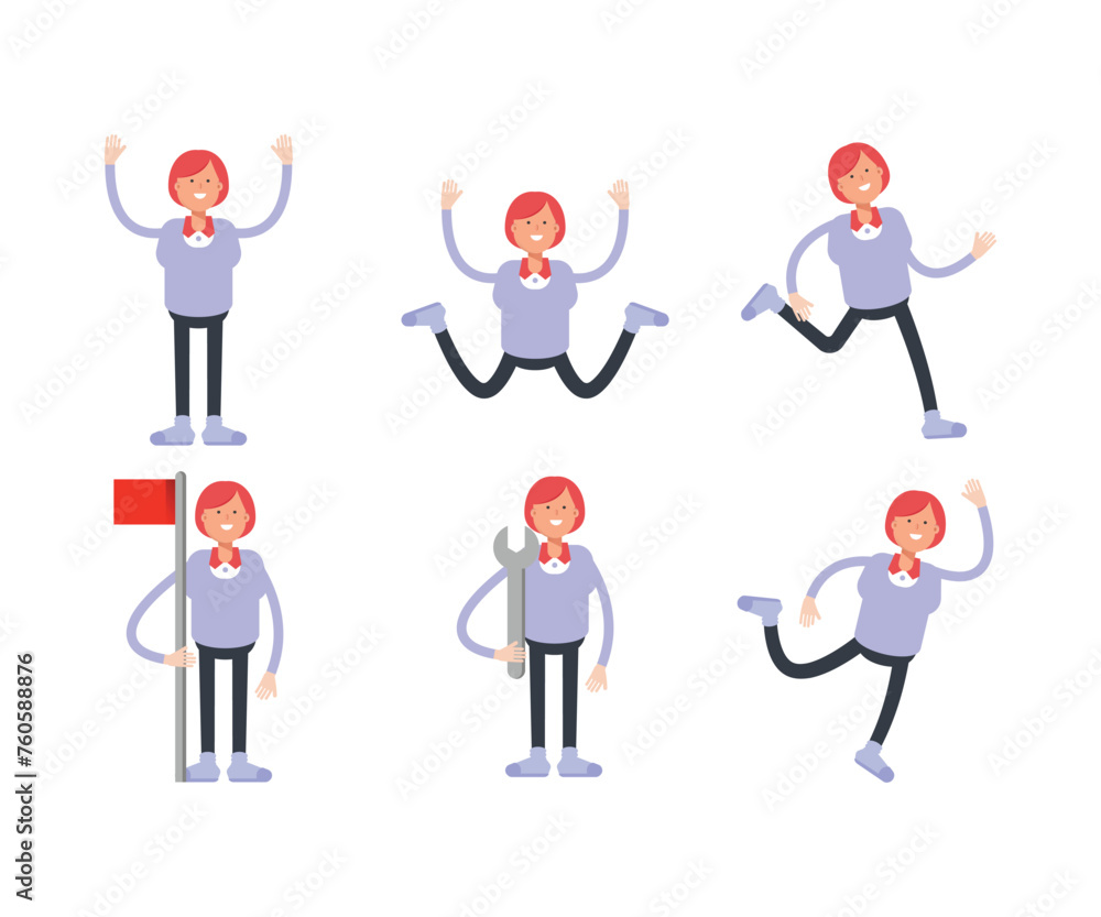 woman characters set in various poses vector illustration woman characters set in various poses vector illustration