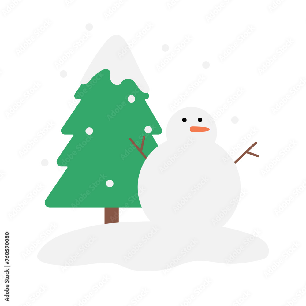 snowman and christmas tree icon snowman and christmas tree icon