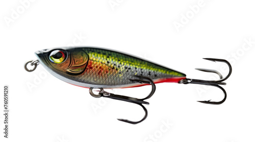 Fishing lure with hooks, Isolated on a transparent background.
