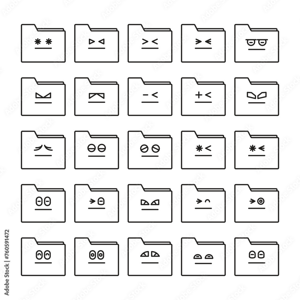 cute folder emoji icons set vector illustration