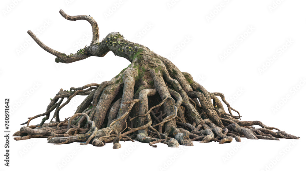 Roots of a tree, isolated on transparent background. - obrazy, fototapety, plakaty 