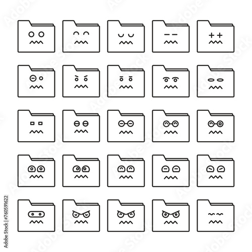 nervous folder emoji icons set vector illustration