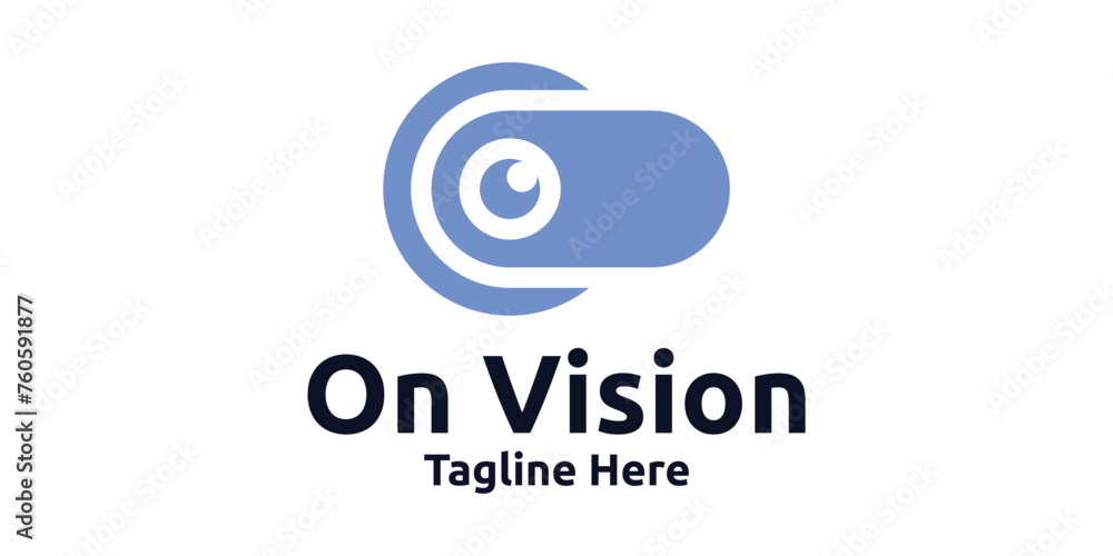 logo design for on button and eye, vision, logo design template, symbol, creative idea.