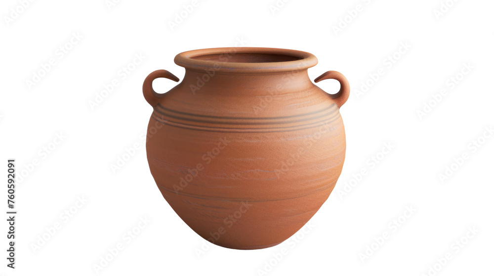 Empty traditional clay pot, Isolated on a transparent background.