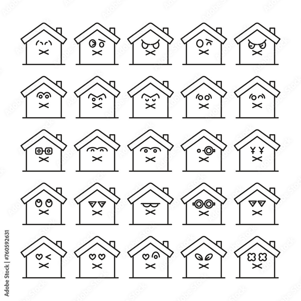 mute house emoji icons set vector illustration mute house emoji icons set vector illustration