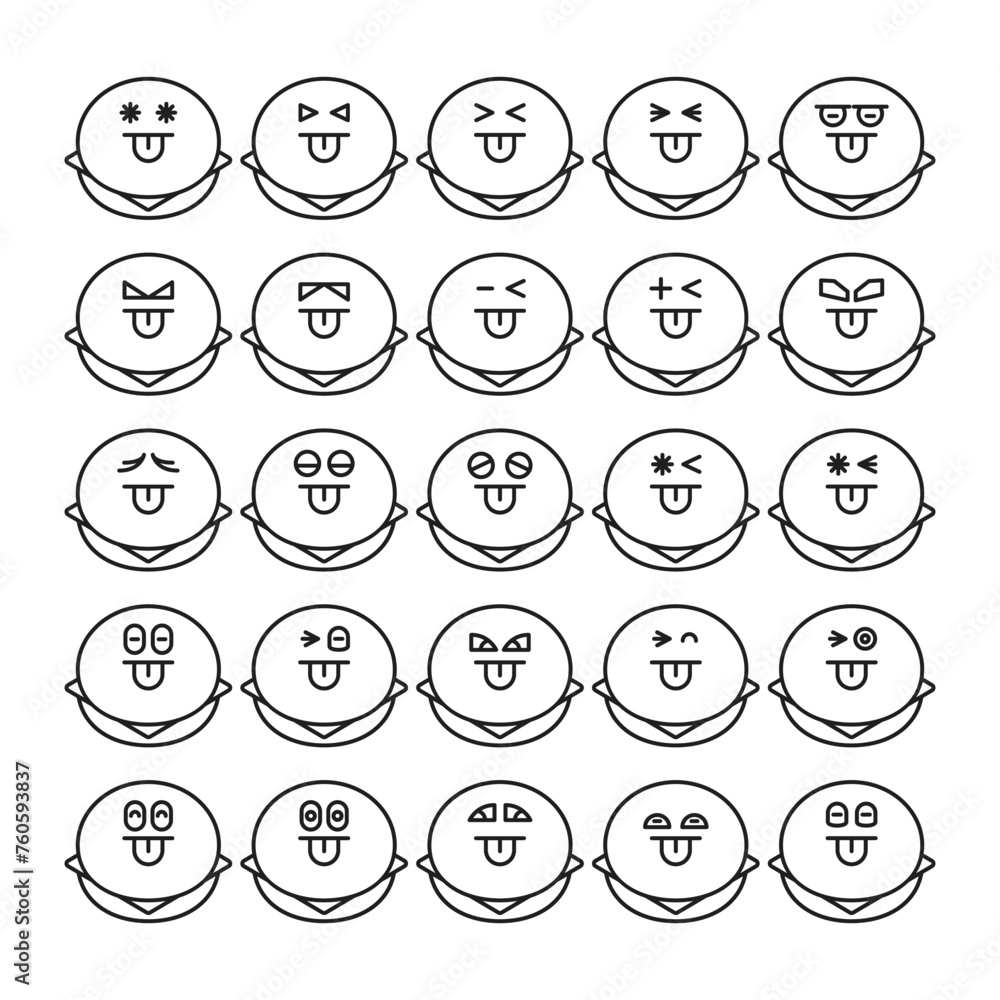 cheeky bun emoji icons set vector illustration cheeky bun emoji icons set vector illustration