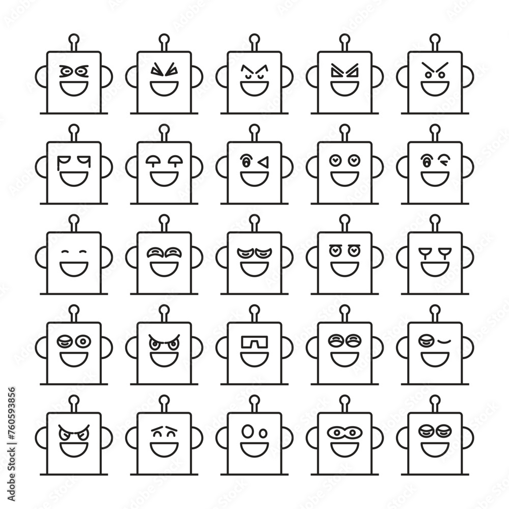 smile robot emoji icons set vector illustration smile robot emoji icons set vector illustration
