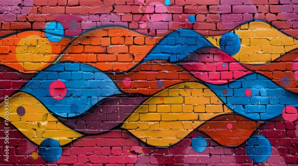 Fototapeta premium Vibrant Painting on Brick Wall