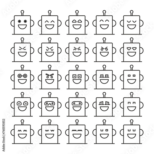 smile robot emoji icons set vector illustration