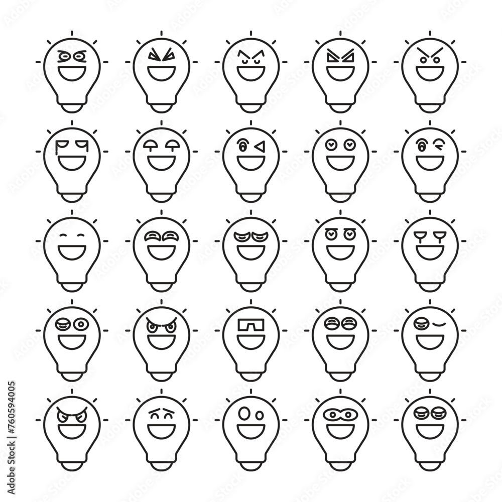 smile light bulb emoticons line illustration smile light bulb emoticons line illustration