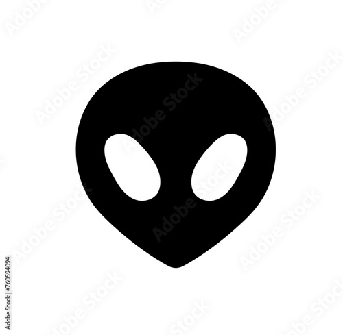 Vector isolated simple alien stranger head face mask shape colorless black and white outline silhouette shdow shape
