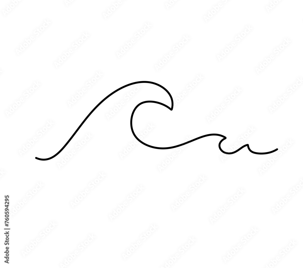 Vector isolated simple waves one single contemporary line sign colorless black and white contour line easy drawing Vector isolated simple waves one single contemporary line sign colorless black and white contour line easy drawing