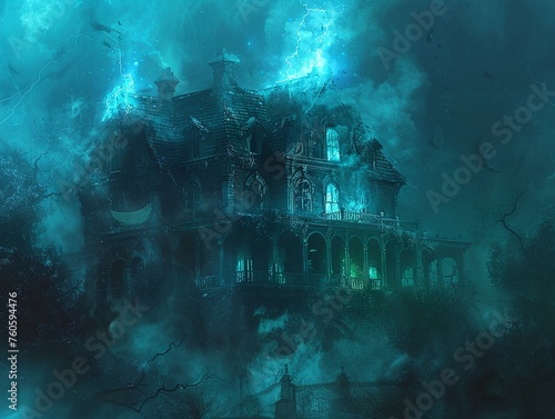A haunted house's transformation into a beacon of hope, guided by a mysterious light.