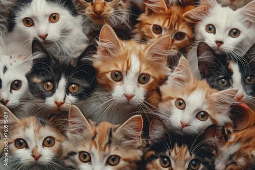 A group of cats looking at the camera, perfect for pet-related projects
