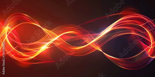 Elegant Infinity Symbol with Smooth Lines on Abstract Background - Waves of Light and Magical Explosions Illuminate the Technological Universe