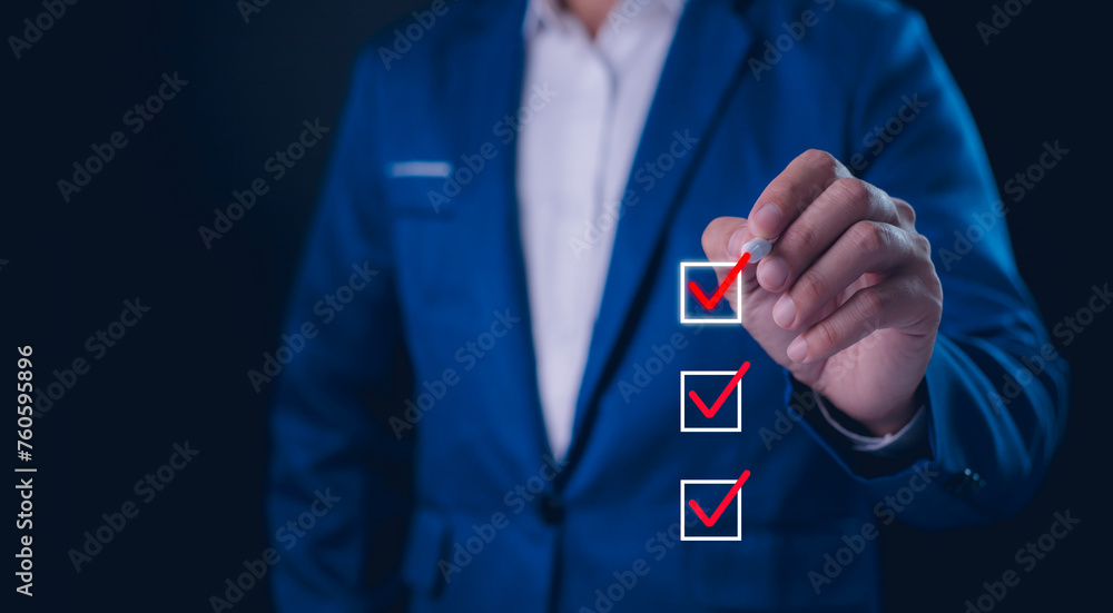 Professional making choices with checklist interface. A concept of ...