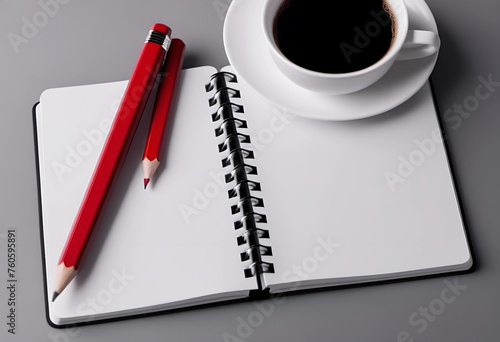 Notebook and cup of coffee, business concept