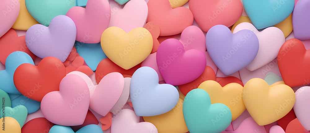 A colorful heart in bright colors. abstract, colorful background with hearts in rainbow colors. Valentine or birthday or Mother's Day concept. Generative AI	