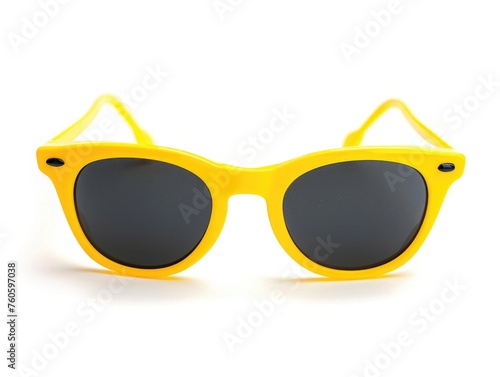 Isolated Yellow Sunglasses on White Background. Fashionable Goggles for Sun Protection in Summer Season