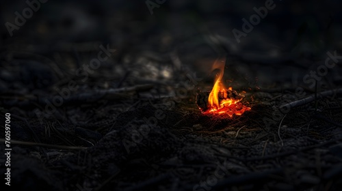 Small Fire's Last Breath - A Single Ember Holding Untold Stories in the Dark Forest