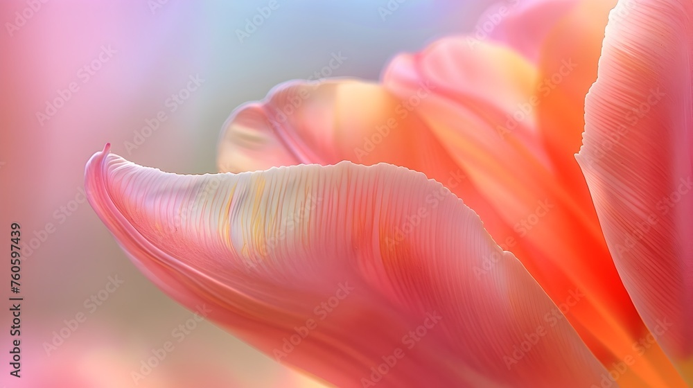 Soft Pastel Tulip Edge in Macro Close-up: A Springtime Elegance