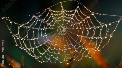 Spider Web Covered in Water Droplets