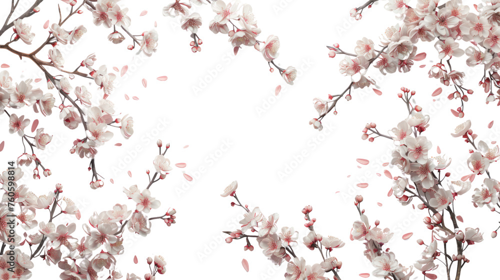 Pink Cherry Blossoms in Spring Isolated on a transparent background. Pink Cherry Blossoms in Spring Isolated on a transparent background.