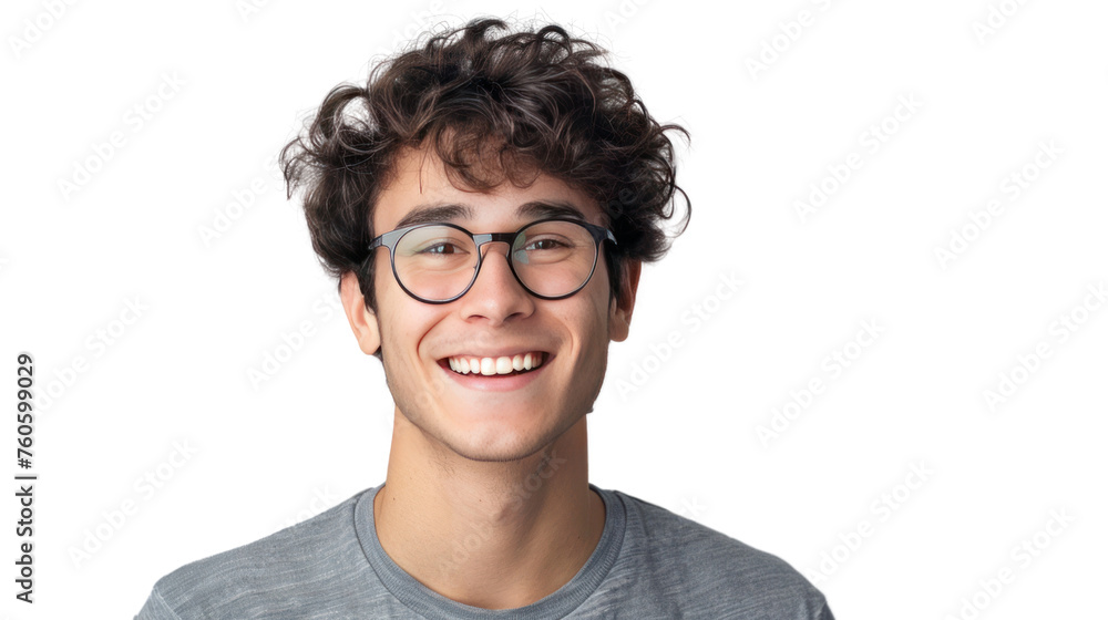 Fototapeta premium Portrait of a smiling man with glasses isolated on transparent background