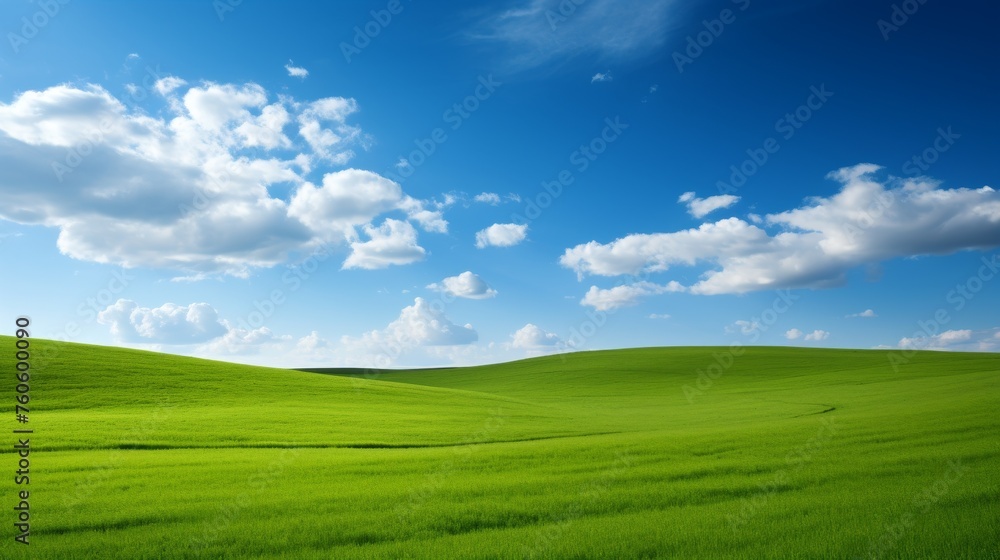 Green field with blue sky 