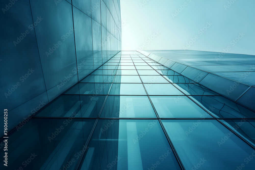 Modern glass office building bottom view. Urban geometry, modern architecture Modern glass office building bottom view. Urban geometry, modern architecture