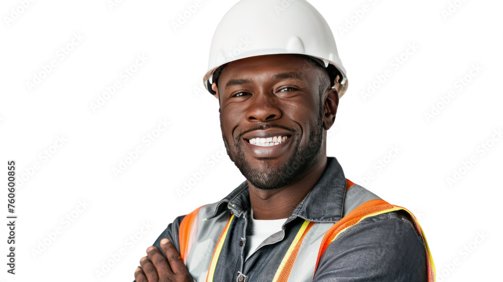 Portrait of a successful construction worker wearing a helmet amidst an engineering job Isolated on a transparent background. Portrait of a successful construction worker wearing a helmet amidst an engineering job Isolated on a transparent background.