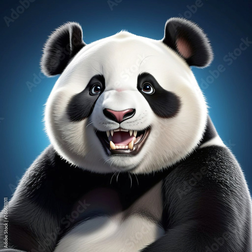 Portrait of a giant sitting panda with its mouth open 35