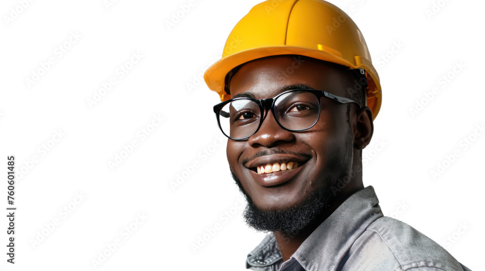 Portrait of a successful construction worker wearing a helmet amidst an engineering job Isolated on a transparent background. Portrait of a successful construction worker wearing a helmet amidst an engineering job Isolated on a transparent background.