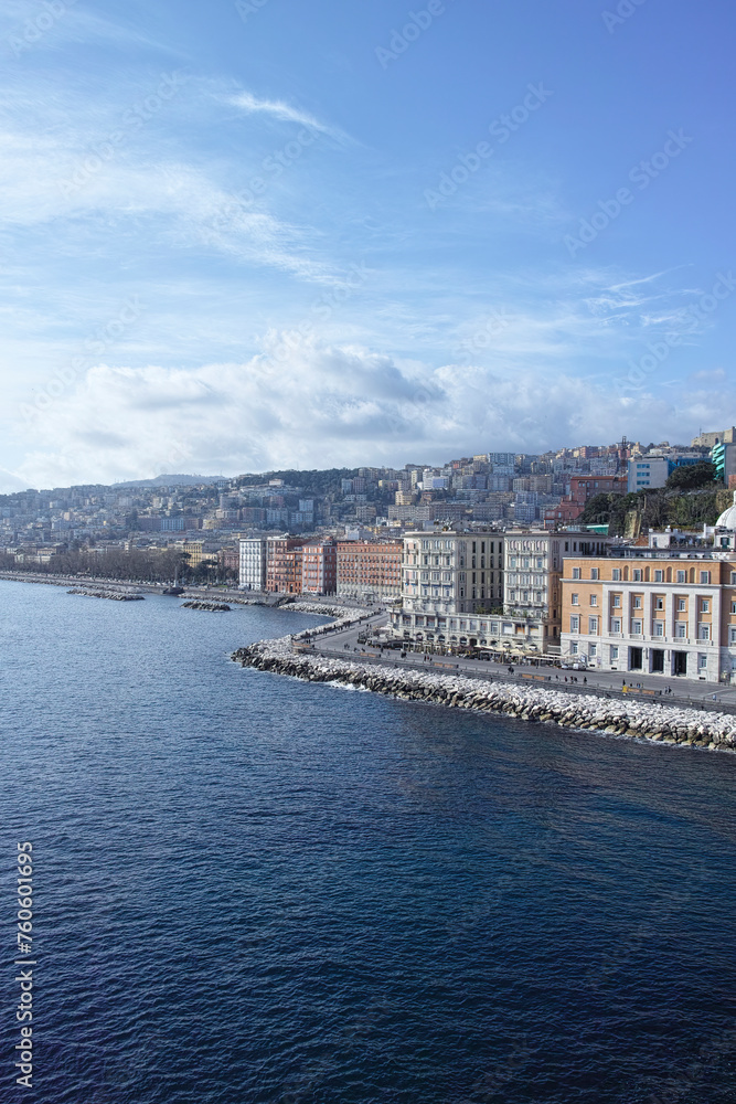 both historical districts in Naples, Chiaia and Pallonetto display a wonderful architecture. Here the waterfront seen from Castel dell'Ovo