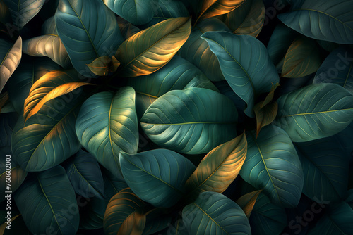 Wallpaper Mural Tropical leaves background. 3d rendering, 3d illustration. Torontodigital.ca