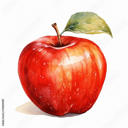 A red apple  watercolor illustration  isolated on white background