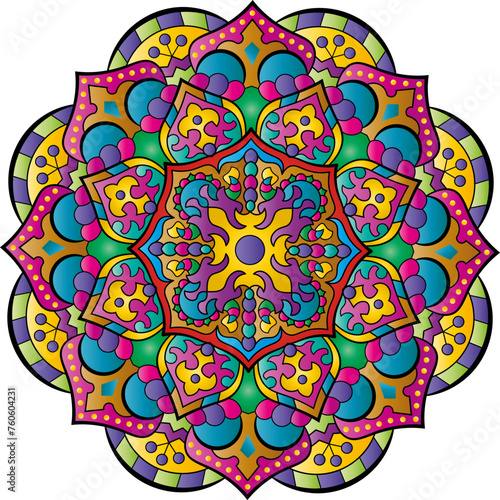 Mandala. Ethnic round ornament for Henna, tattoos, decorations.
Vector illustration.