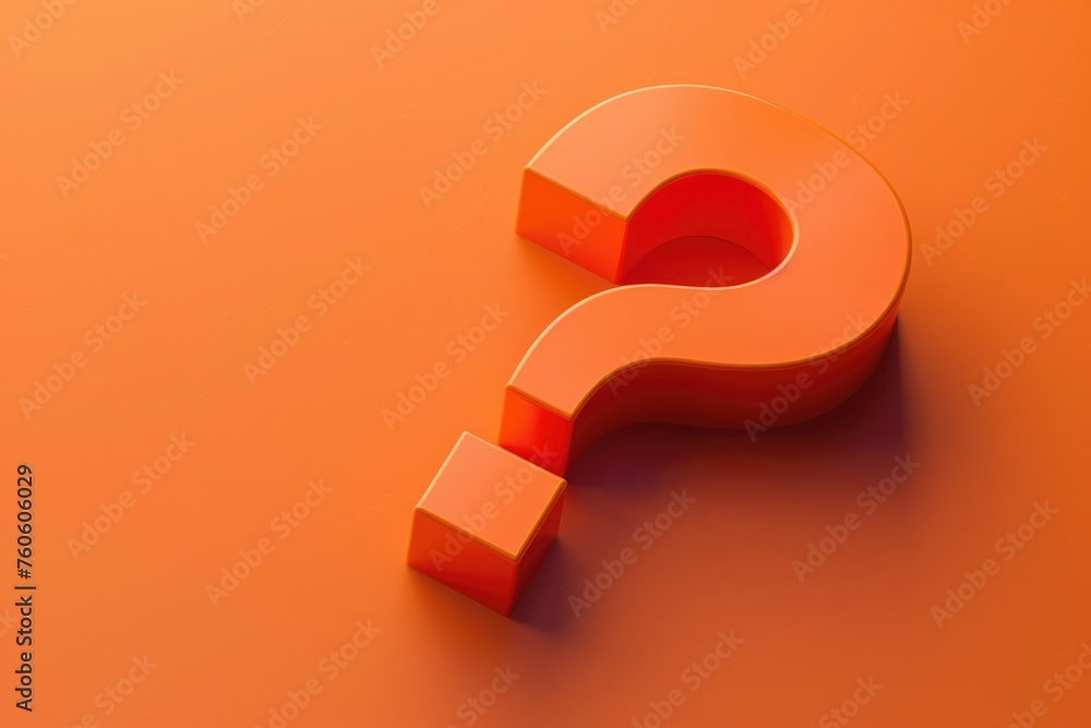 A striking red question mark on a vibrant orange background. Perfect for educational or promotional materials A striking red question mark on a vibrant orange background. Perfect for educational or promotional materials